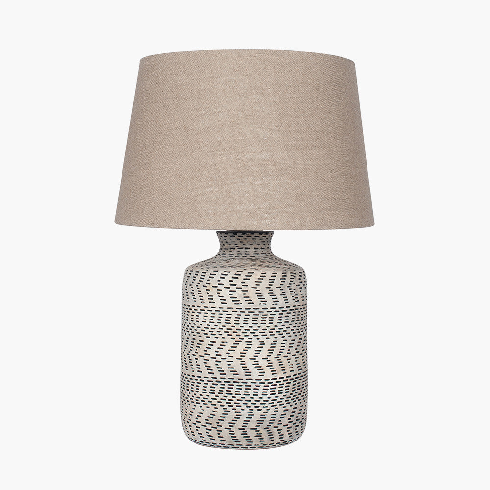 Atouk Textured Natural & Black Stoneware Table Lamp - Base Only